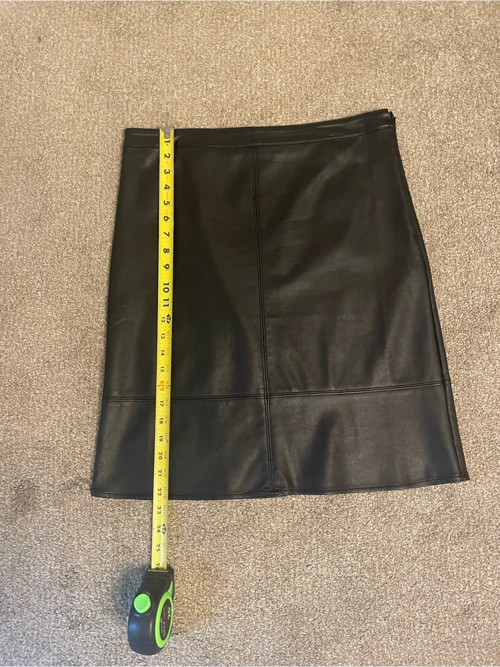 Melissa Paige Black Faux Leather A-Line  Midi Skirt Size 6